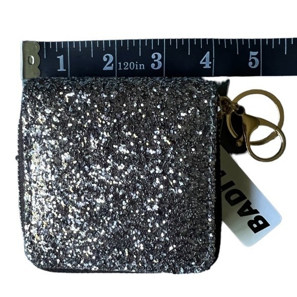 Mini Glitter Keychain Wallet Clip On Iridescent Card Holder Sparkly Small Zipper - Picture 10 of 15